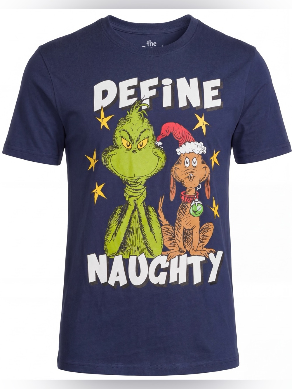 Dr. Seuss The Grinch Naughty Christmas Graphic T-Shirt Small Navy Blue Tee